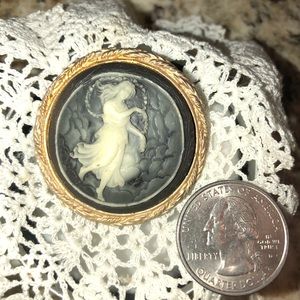 Round vintage cameo brooch